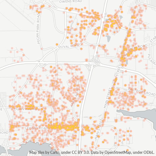 32218 Business Density Heatmap