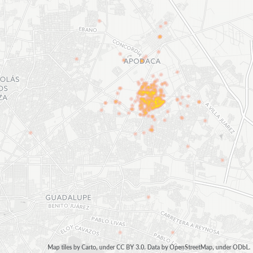66634 Mapa de calor de densidad empresarial