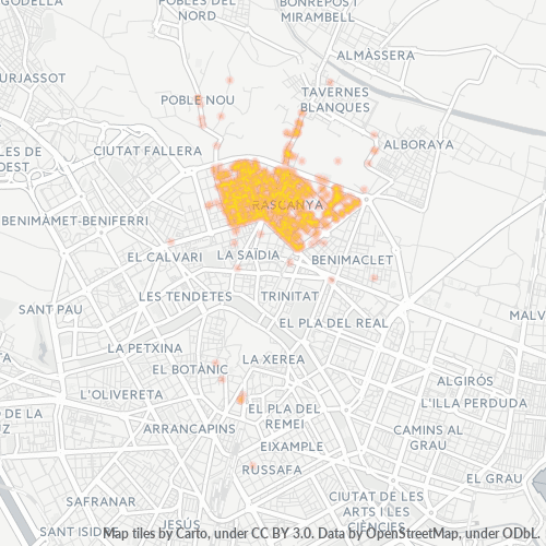 Mapa de calor para código postal 46019