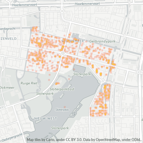Heatmap voor postcode 1064