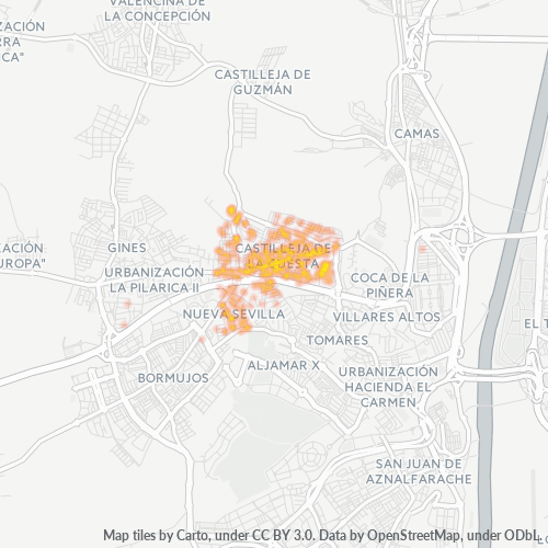 Mapa de calor para código postal 41950