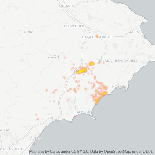 Mapa de calor para código postal 03720