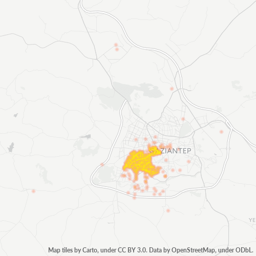 posta kodu 27070 için yoğunluk haritası