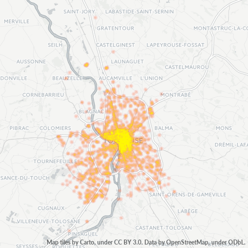 Carte de chaleur pour code postal 31000