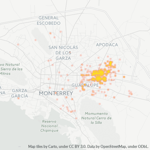 67110 Mapa de calor de densidad empresarial
