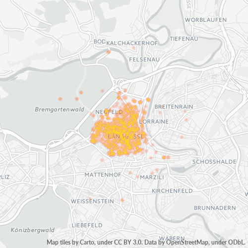 Carte de chaleur pour code postal 3012