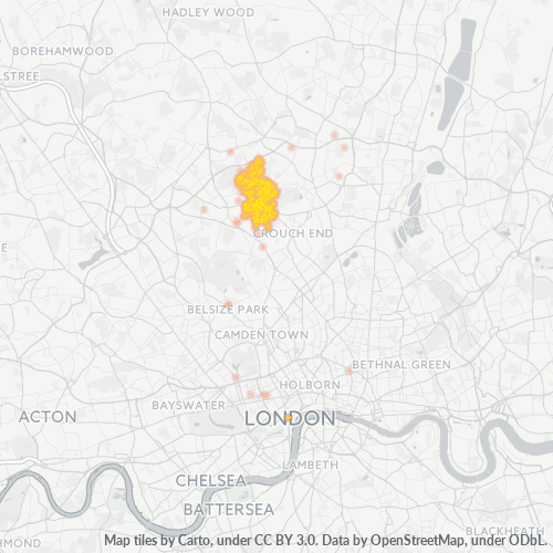 Heatmap for postal code N10