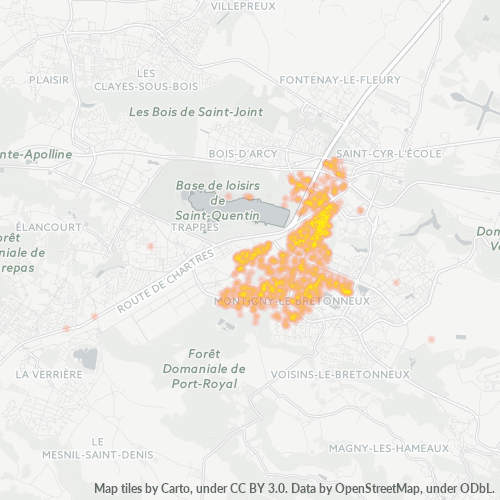 Carte de chaleur pour code postal 78180