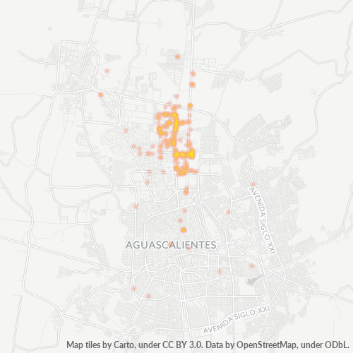 20116 Mapa de calor de densidad empresarial