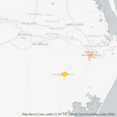87500 Mapa de calor de densidad empresarial