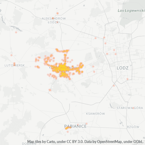 95-050 Mapa intensywności działalności gospodarczej