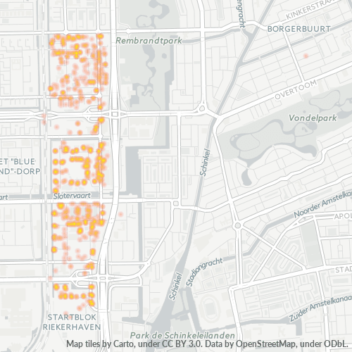 Heatmap voor postcode 1062