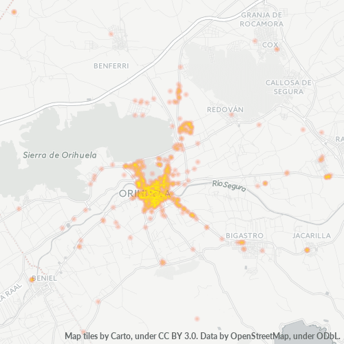 Mapa de calor para código postal 03300