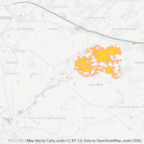 Heatmap voor postcode 2560