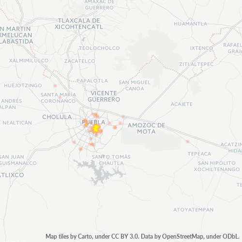 72500 Mapa de calor de densidad empresarial
