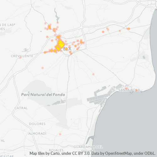 Mapa de calor para código postal 03205