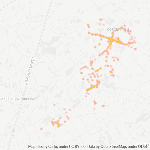 Heatmap voor postcode 3470