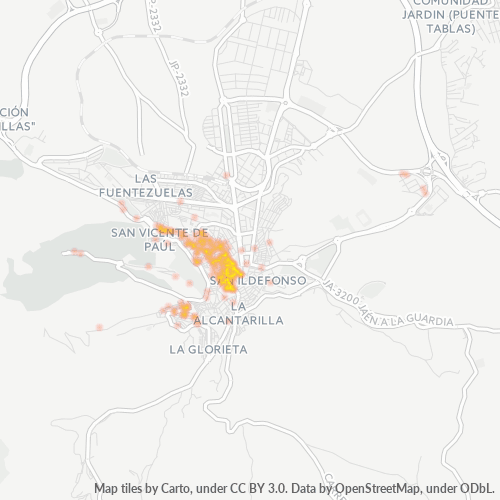 Mapa de calor para código postal 23004