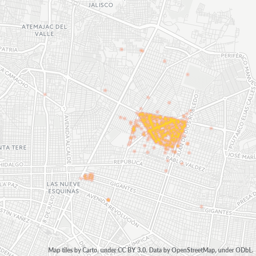 44350 Mapa de calor de densidad empresarial