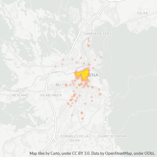 Mapa de calor para código postal 17001