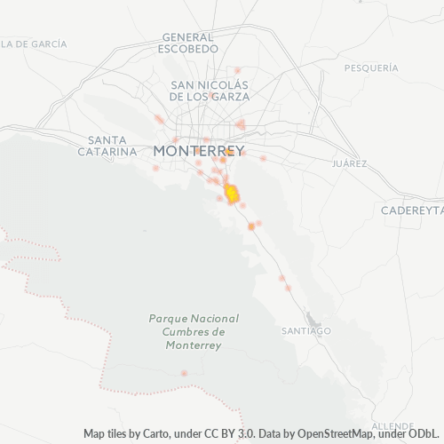 64890 Mapa de calor de densidad empresarial