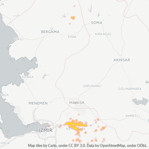 posta kodu 35730 için yoğunluk haritası