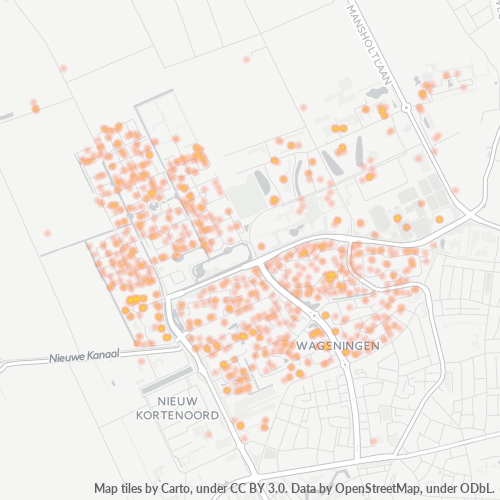 Heatmap voor postcode 6708
