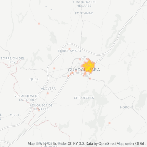 19005 Mapa de calor de densidad empresarial