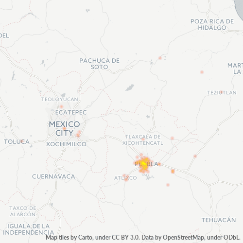 72160 Mapa de calor de densidad empresarial