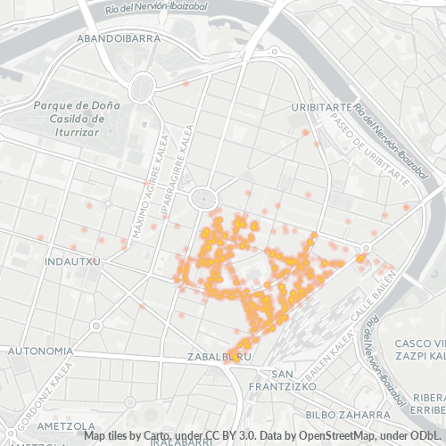Mapa de calor para código postal 48008