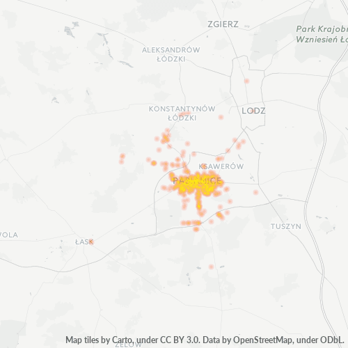 95-200 Mapa intensywności działalności gospodarczej