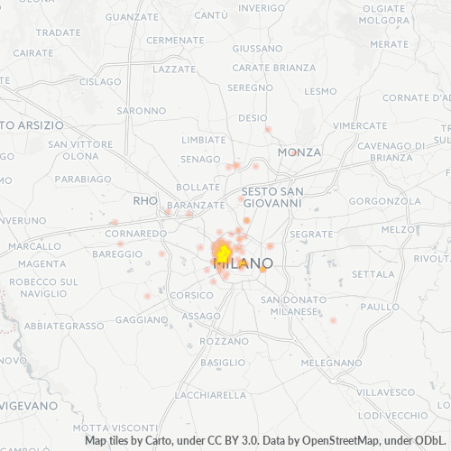 20145 Mappa di concentrazione per la densità di aziende