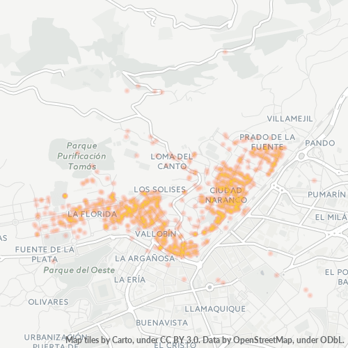 Mapa de calor para código postal 33012