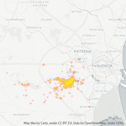Mapa de calor para código postal 46900