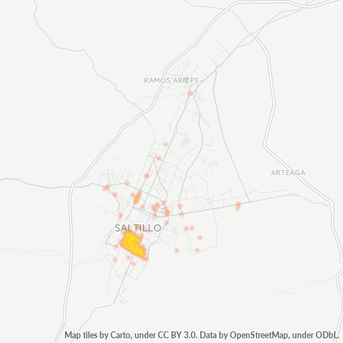 25060 Mapa de calor de densidad empresarial