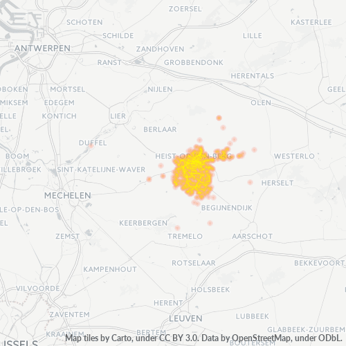 Heatmap voor postcode 2220