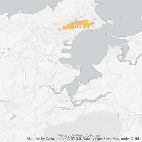 Mapa de calor para código postal 39006