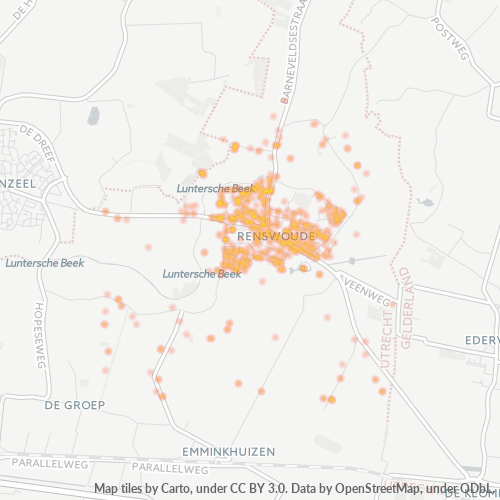 Heatmap voor postcode 3927