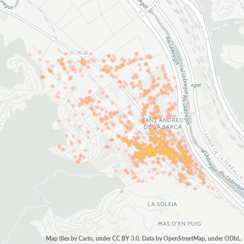Mapa de calor para código postal 08740