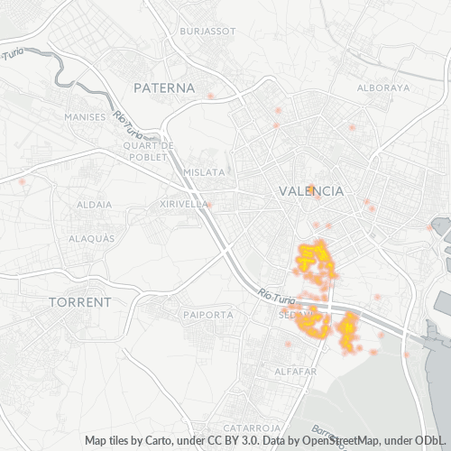 Mapa de calor para código postal 46026