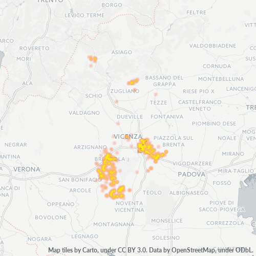 36040 Mappa di concentrazione per la densità di aziende