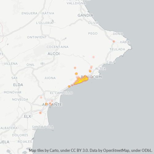 Mapa de calor para código postal 03570