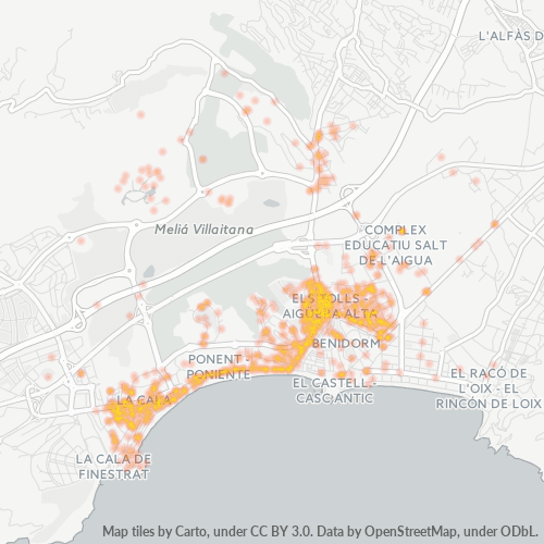 Mapa de calor para código postal 03502