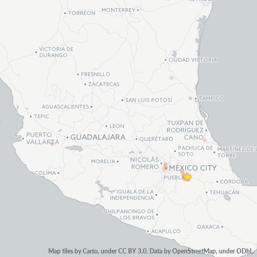 72100 Mapa de calor de densidad empresarial