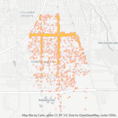 78221 Business Density Heatmap