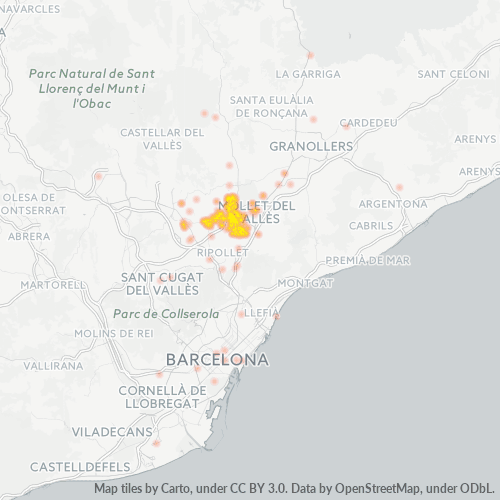 Mapa de calor para código postal 08130