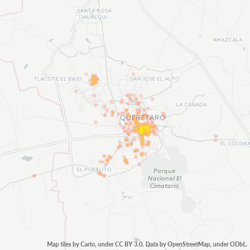 76040 Mapa de calor de densidad empresarial
