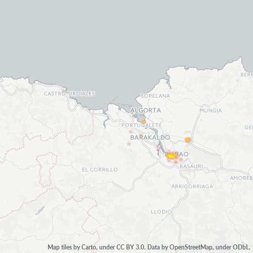 Mapa de calor para código postal 48010