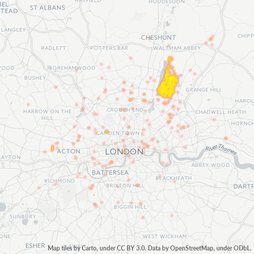 Heatmap for postal code E4