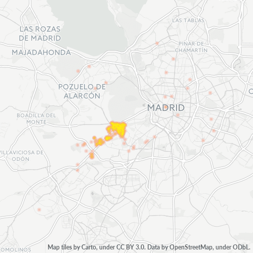 28024 Mapa de calor de densidad empresarial